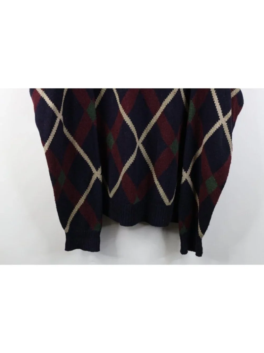 Vintage 90s Streetwear Mens XL Silk Blend Knit Argyle Diamond Crewneck Sweater